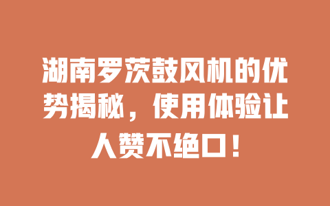 湖南羅茨鼓風(fēng)機的優(yōu)勢揭秘，使用體驗讓人贊不絕口！ 一