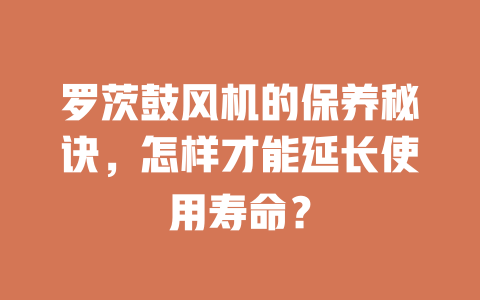 羅茨鼓風(fēng)機(jī)的保養(yǎng)秘訣，怎樣才能延長(zhǎng)使用壽命？ 一